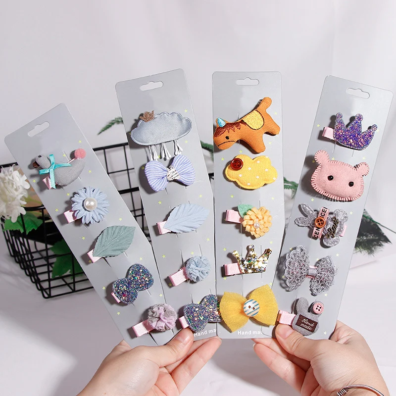Buy 19 Models 5PCS/Set Crown Kids Cartoon Hair Pins