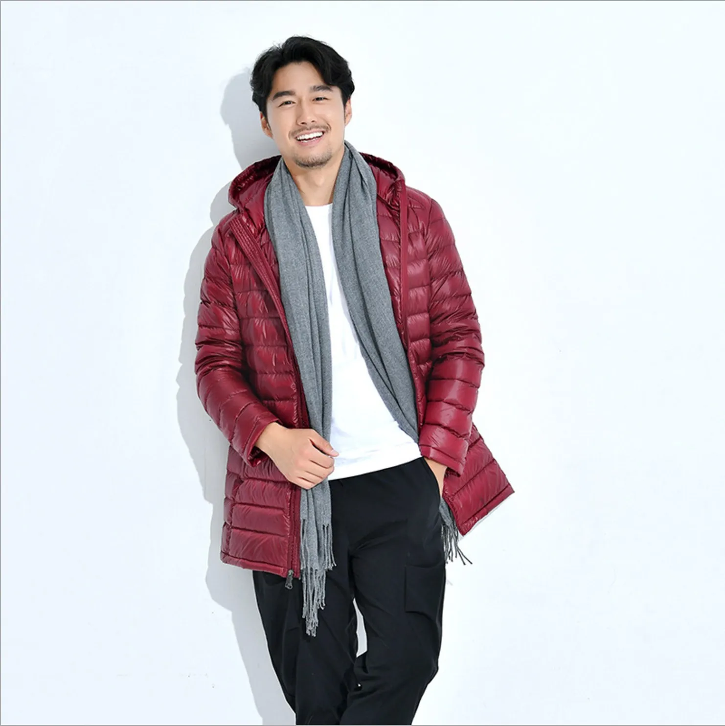 Günstig 2019 neue männer Ultra Licht Unten Jacke Frühling Herbst Winter Lange Unten Mantel Warme Männliche Weiße Ente Unten Leichte mit kapuze Parkas