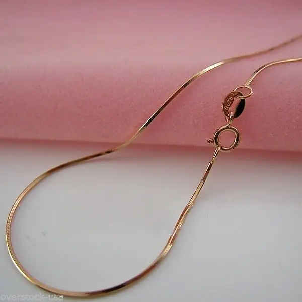 

FINE 17.5INCH 18K Rose Gold Necklace Snake Link Chain Necklace Au750