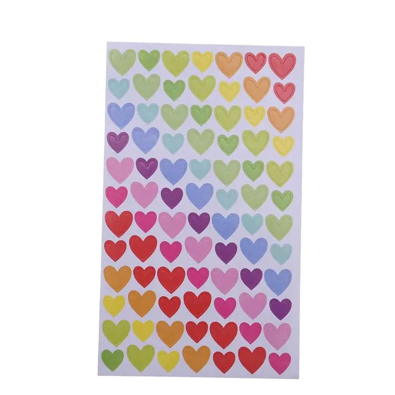 6 Sheet Colorful DIY Photo Album Sticker Love Heart Five-pointed Star Round Circle Rainbow Color Kids Stationery Diary Stickers |