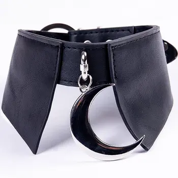 

Rosetic PU Leather Choker Necklace Women Harajuku Goth Moon Black Punk Buckle Personalized Torque Necklaces Collars Girl Jewelry