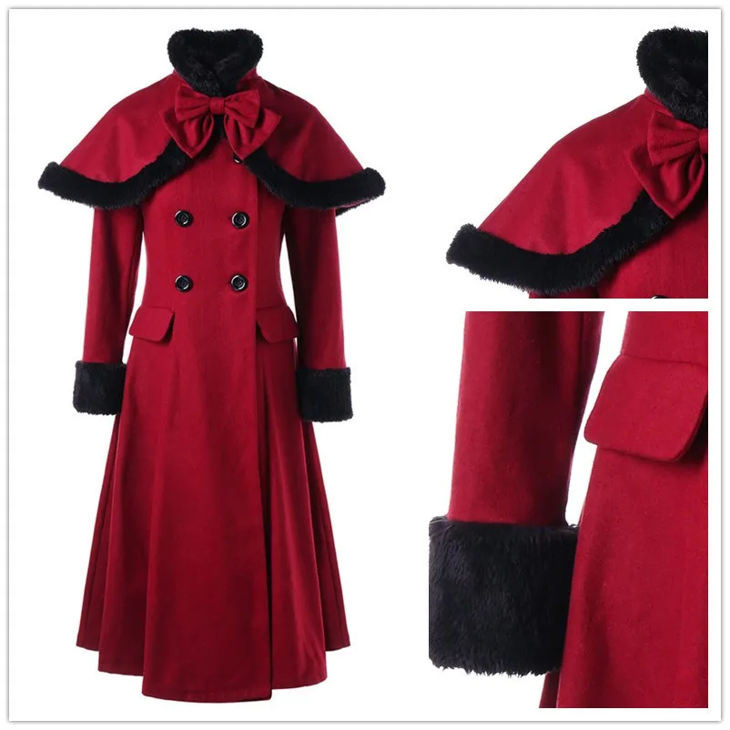 Women Double Breasted Capelet Coat Female Winter Coat