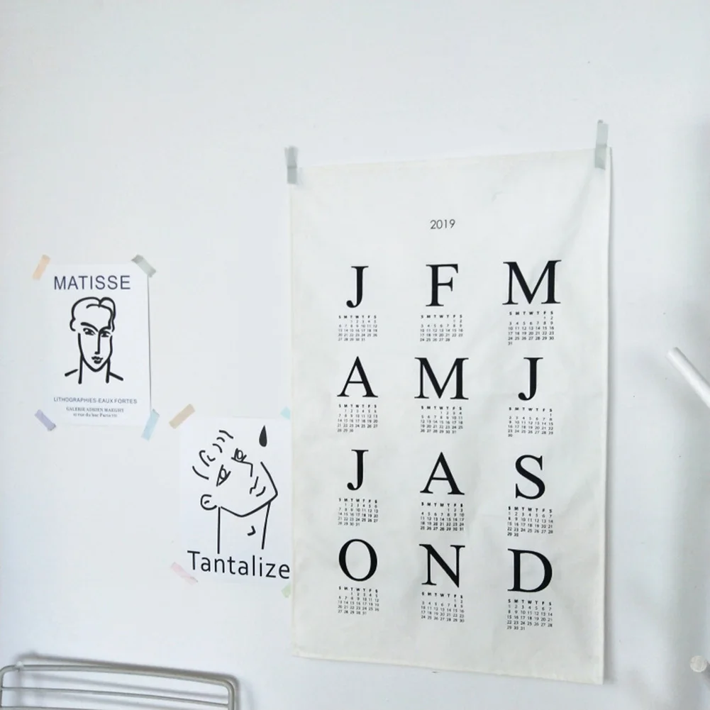 

2019 Calendar Letter Cotton Large Home Hanging Cloth Innovative Decorations Simple Wall Decor #15