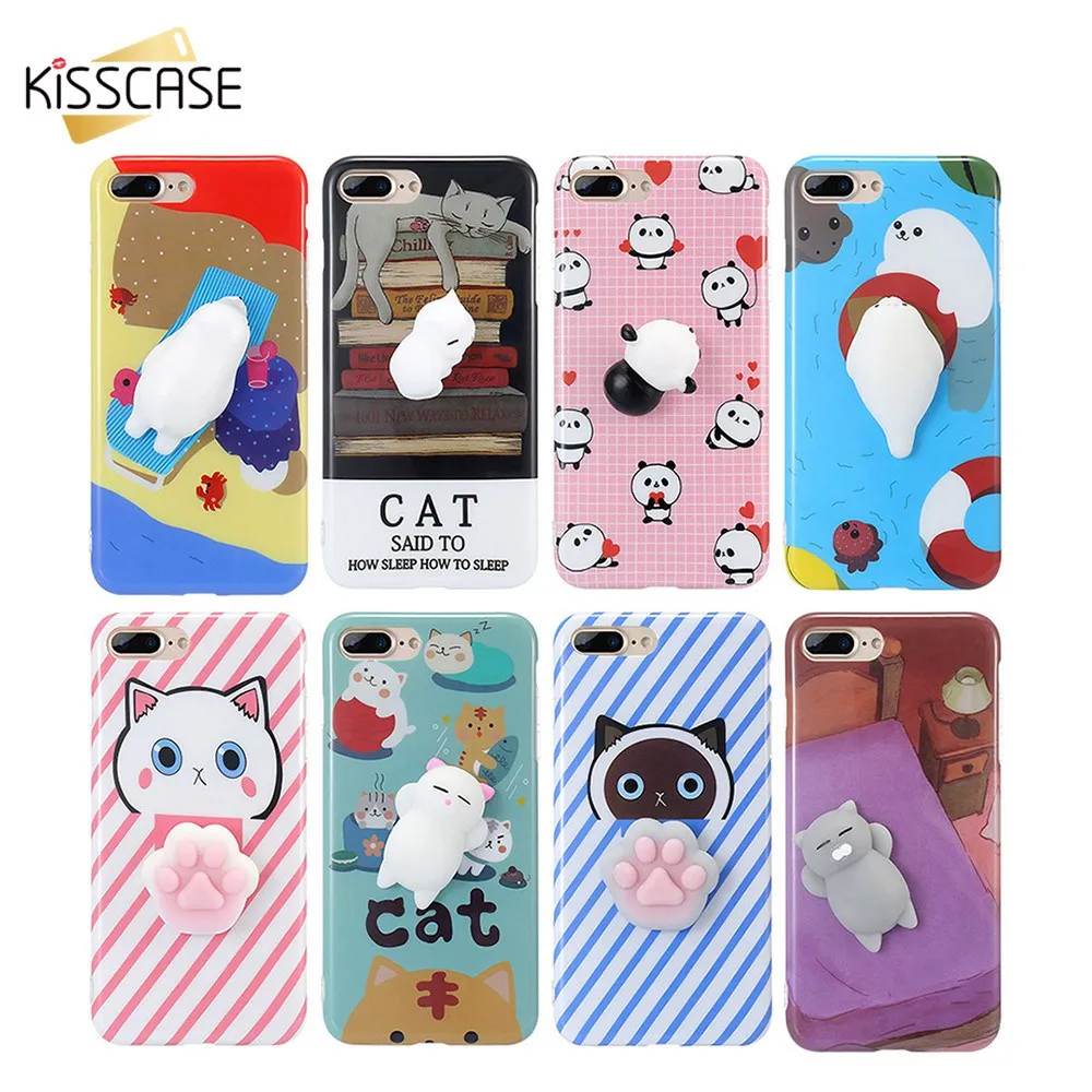 KISSCASE 3D чехол с милым котом для iPhone 7 8 6S 6 Plus X 10 креативный Жесткий пластиковый