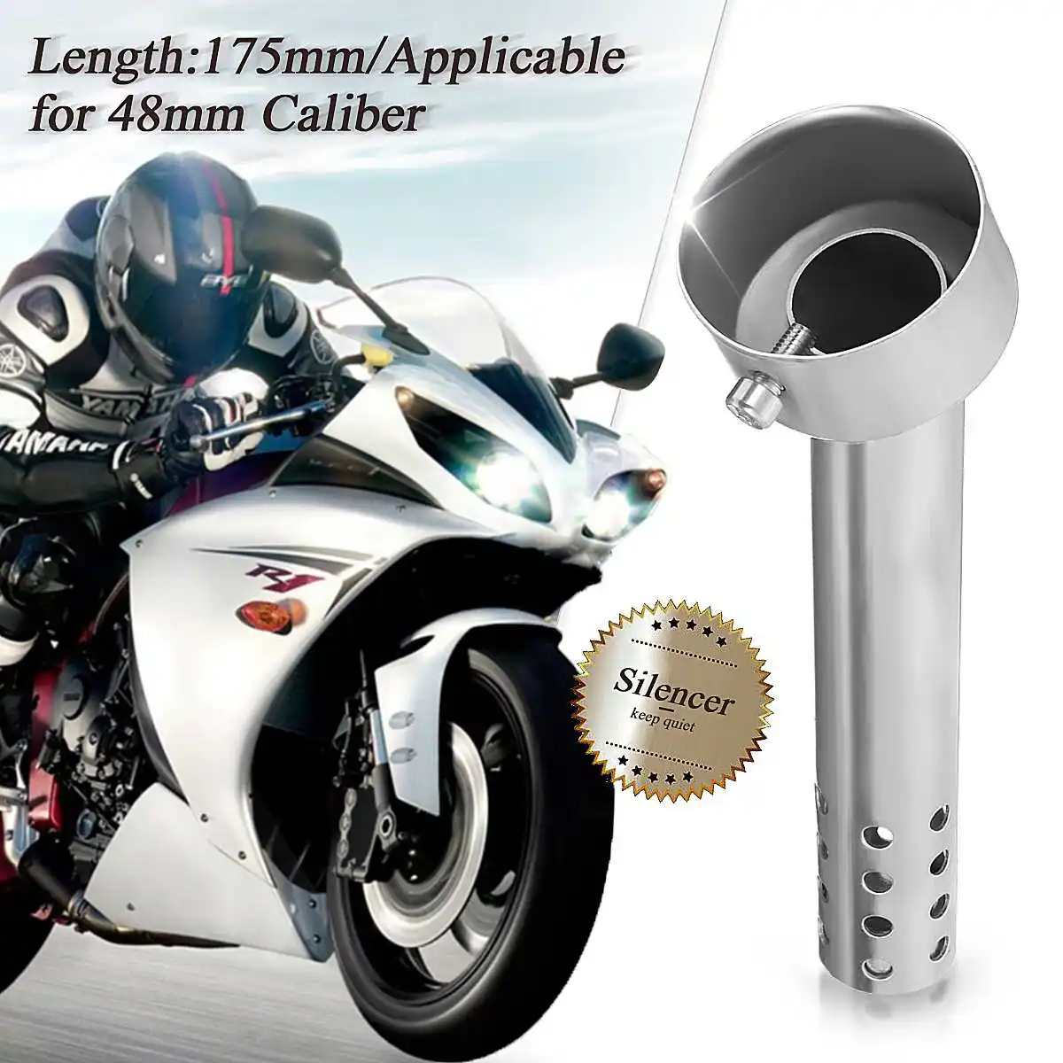 

48mm Universal Motorcycle Angled Exhaust Pipe Muffler Can Insert Baffle Silencer