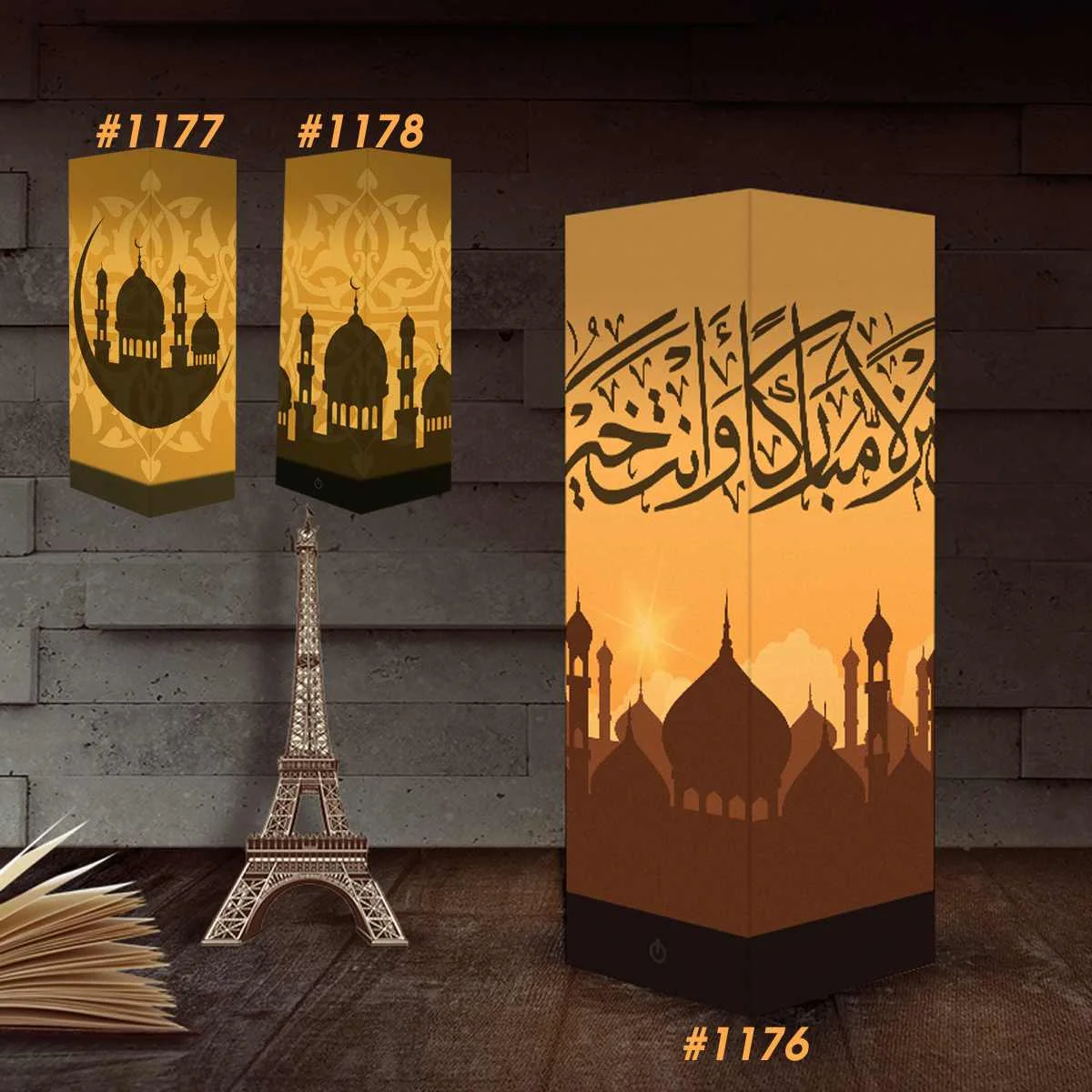 

3D Shadow Night Lights USB Lamp Touch Sensor Eid Ramadan Islamic Muslim Crescent Moons Party Holiday Festival Kids Gift