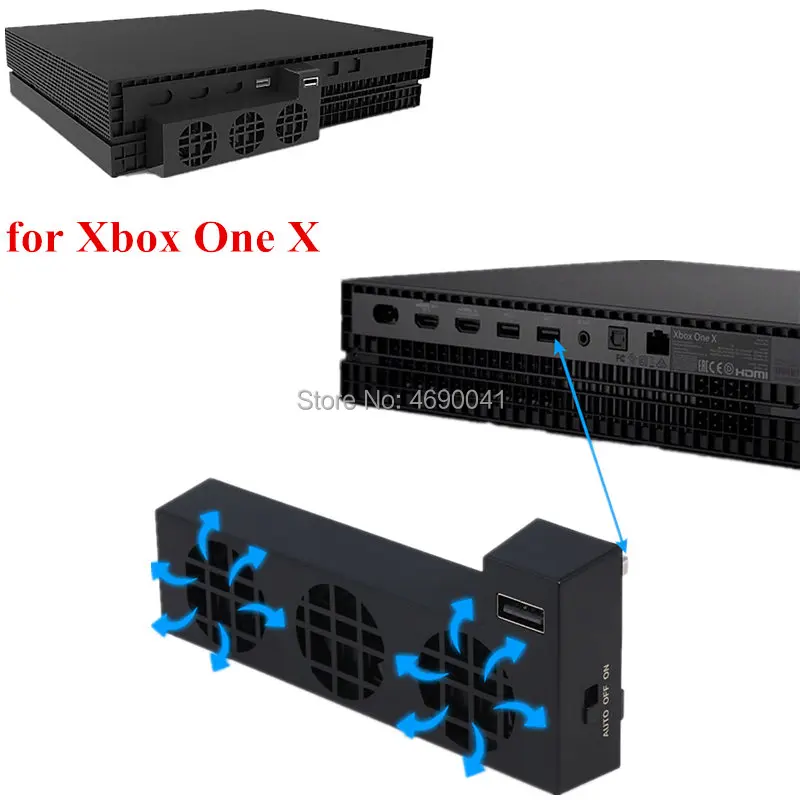 

Xbox one X Cooling Cooler Fan Super Turbo Temperature Control with 3 High-Speed Fans USB Ports for Xbox one X Console Accessory