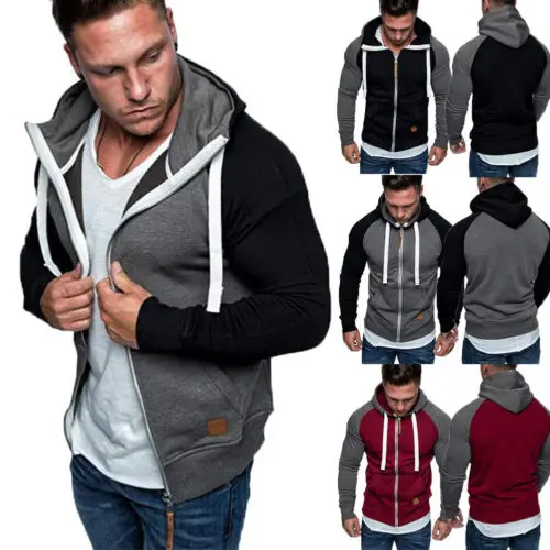 Mens Fleece Hoodie Jacket For Layering Warm Lounge Full Zip Up S XXL-in ...