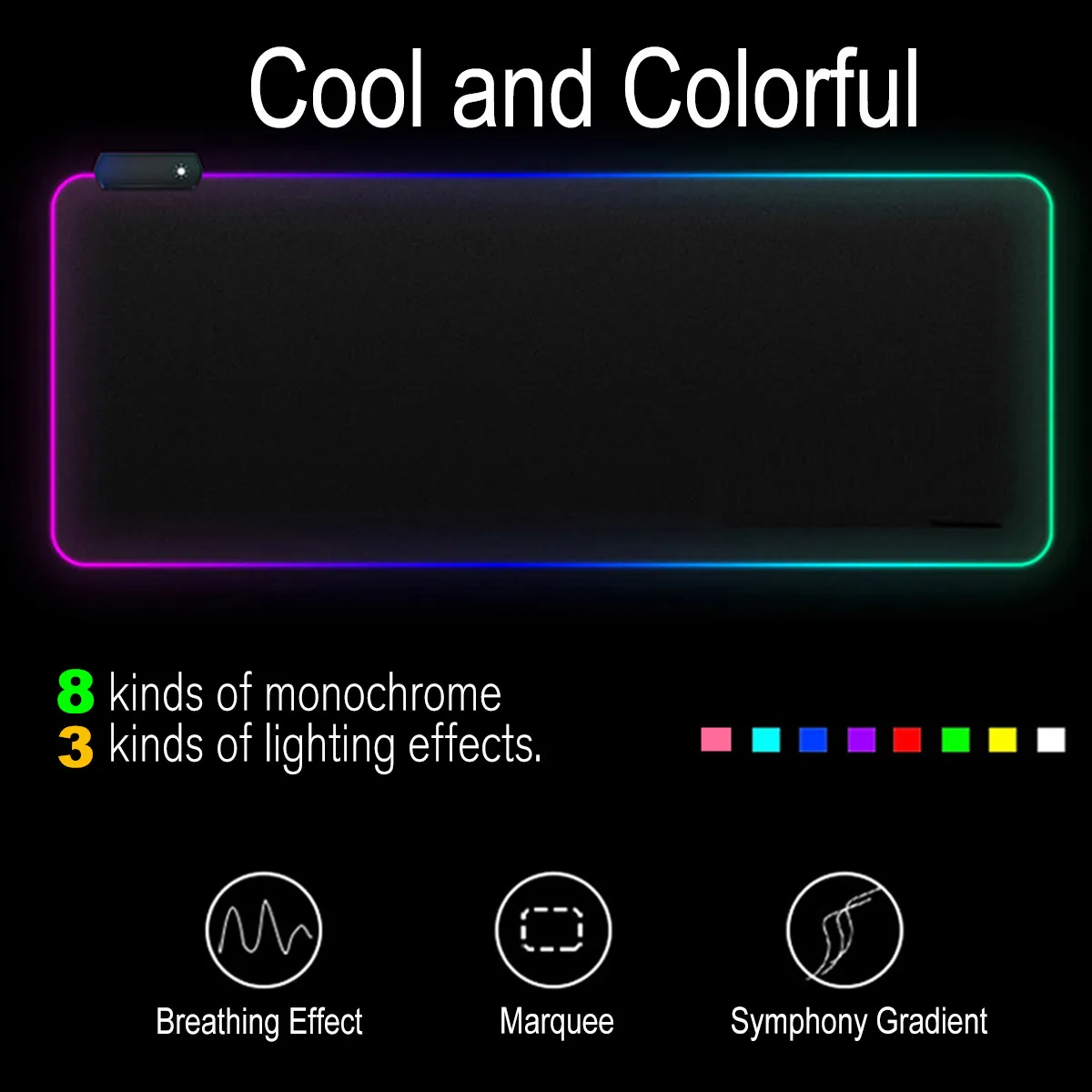 Большой светодиодный RGB игровой коврик для мыши с расширенной подсветкой, геймерский коврик для мыши, коврик для мыши, цветной Радужный коврик для мыши для ПК, ноутбука, рабочего стола