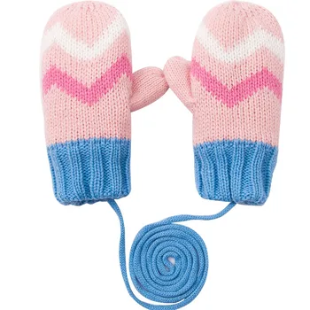 

Kocotree Girls Boys Kids Warm Winter Children Stretchy Mittens Stripe Warmer New Autumn Fashion Glove Knitted Full Finger Gloves