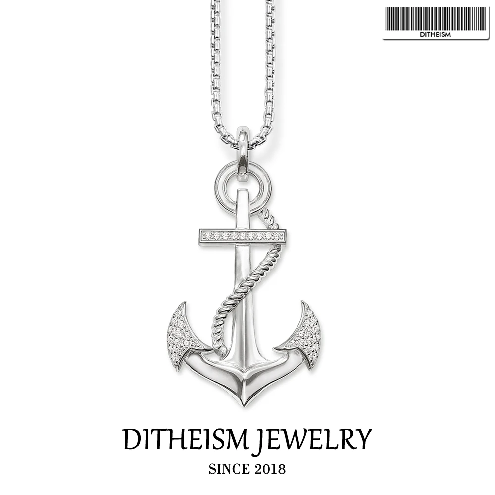 

Link Chain Necklace Silver Anchor, 2018 New Fashion 925 Sterling Silver Jewelry Trendy Gift For Men Women Boy Girls