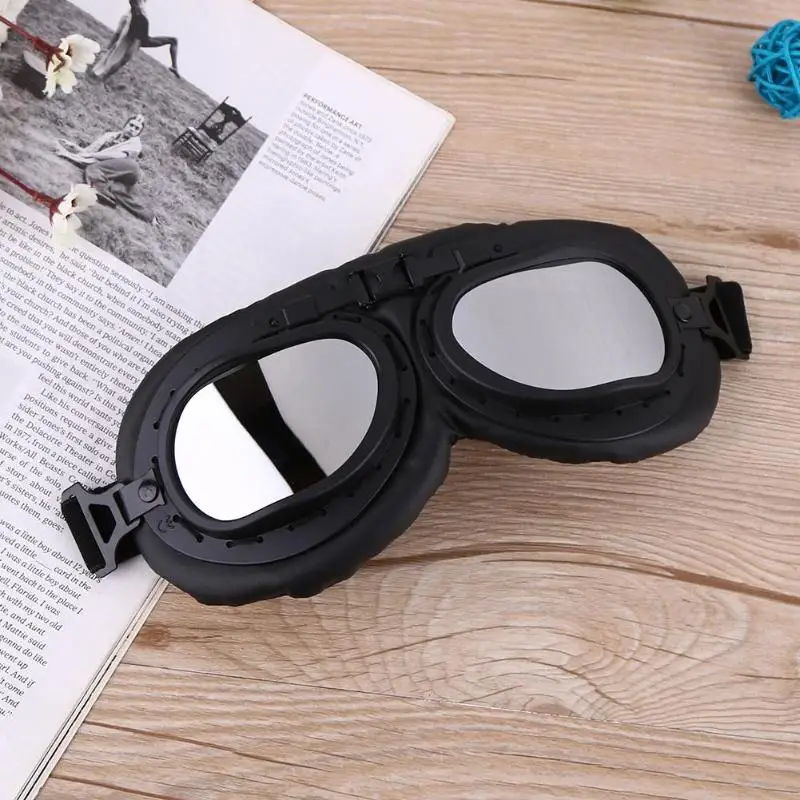 

VODOOL Motorcycle Glasses UV Protective Sandproof Retro Jet Aviator Pilot Goggles Motor Bike Reflective UV Protection Goggle