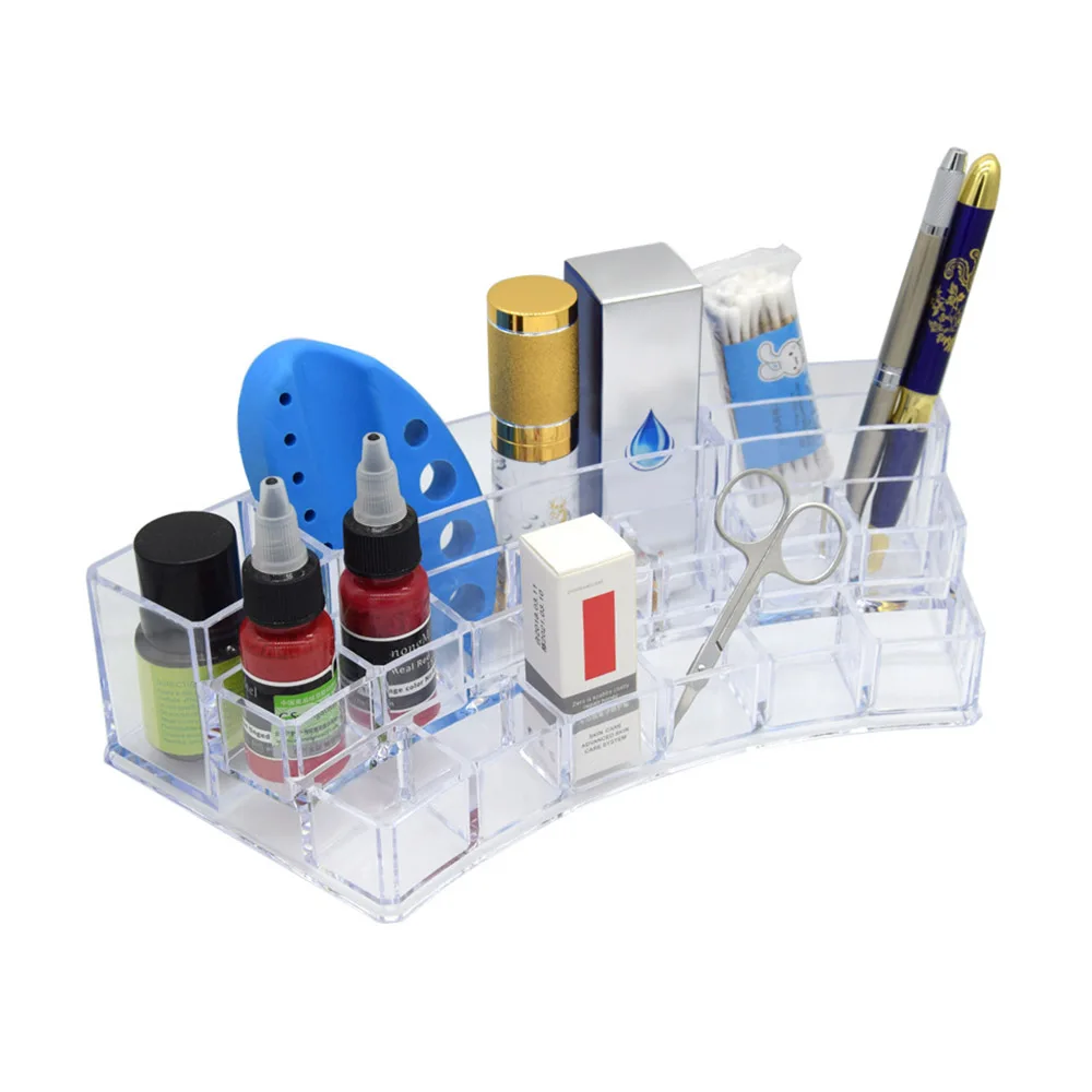 17 Grids Acrylic Permanent Makeup Supplies Storage& Display Lipstick Case Container Cosmetic Microblading Accessories