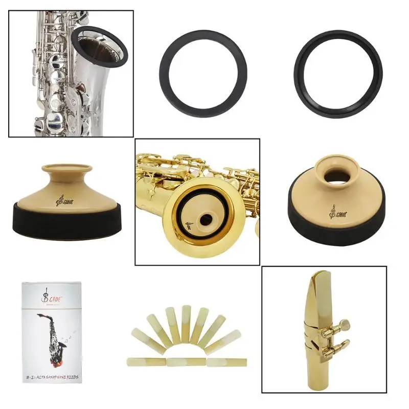

Saxophone Mute Silencer+ Bell Protector Ring+Reeds for Alto Sax Accessories