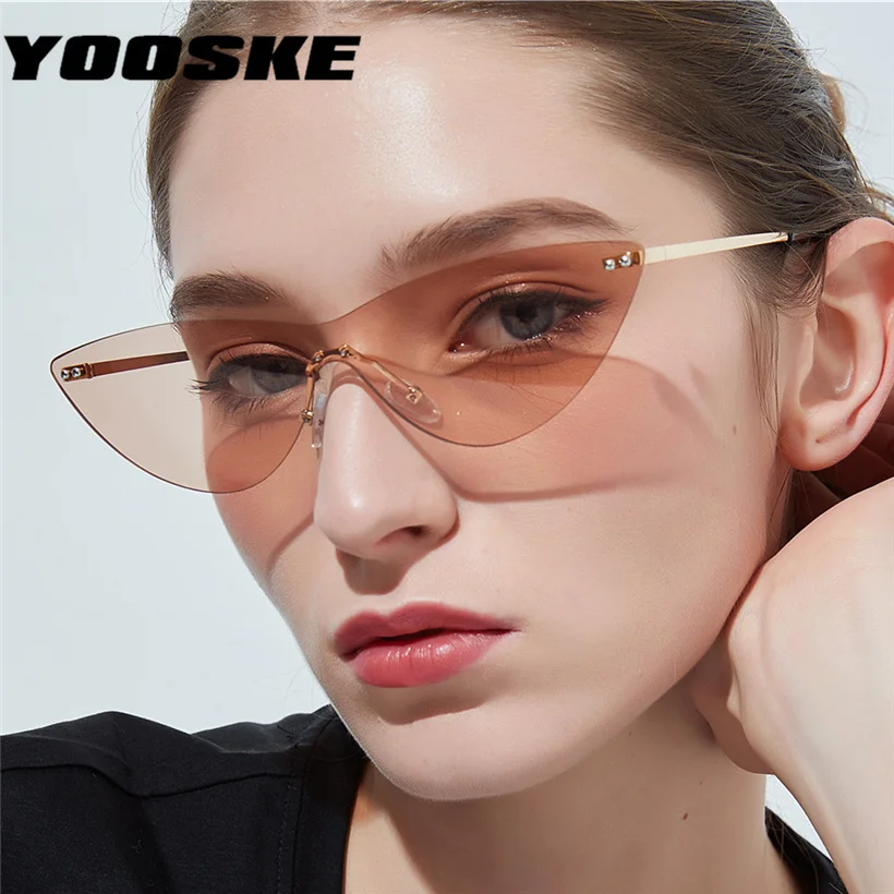 YOOSKE кошачий глаз солнцезащитные очки для Для женщин Fashoin металла без оправы