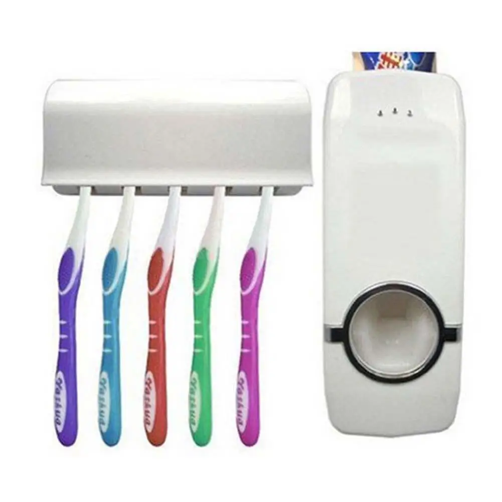 Горячая автоматический диспенсер для зубной пасты с держателем для зубных щеток Набор настенная подставка распродажа зубных щеток настенная стойка аксессуары для ванной комнаты