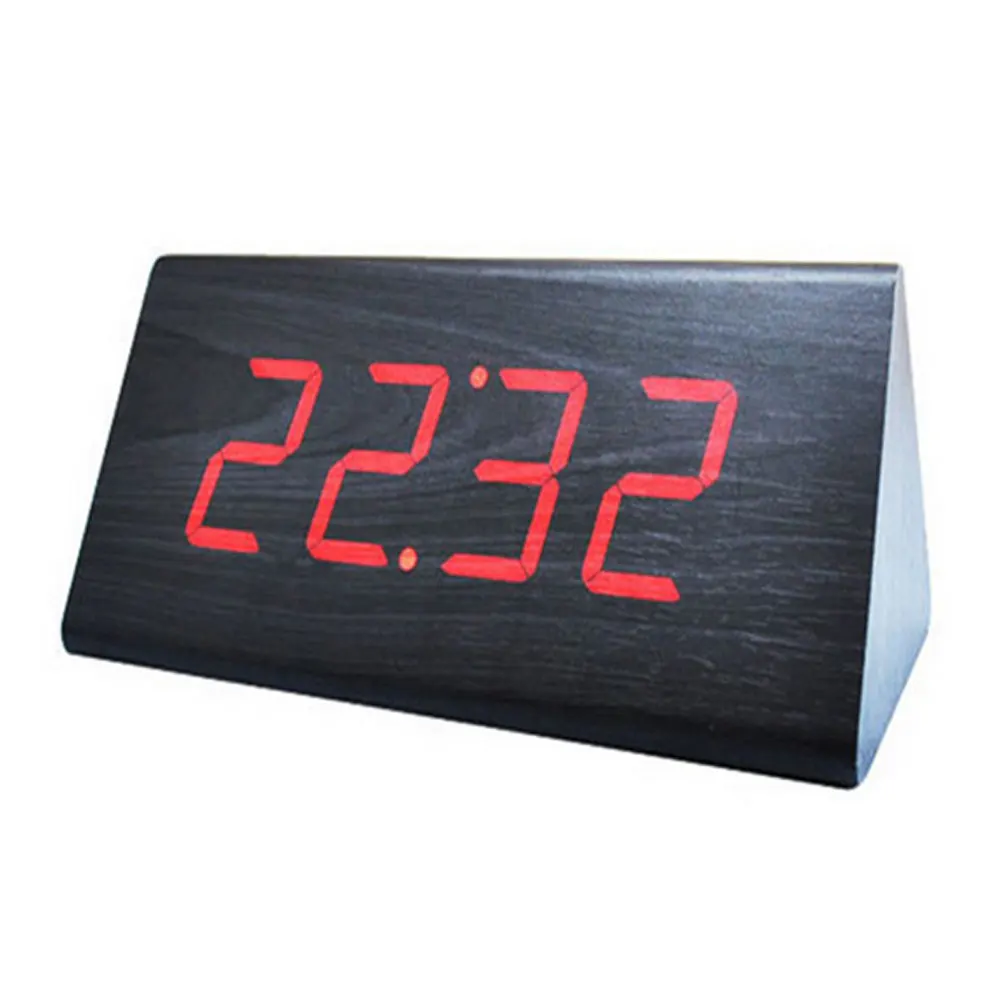 Vintage Square Wood Clock Usb Clock Led Digital Alarm Clocks Sounds