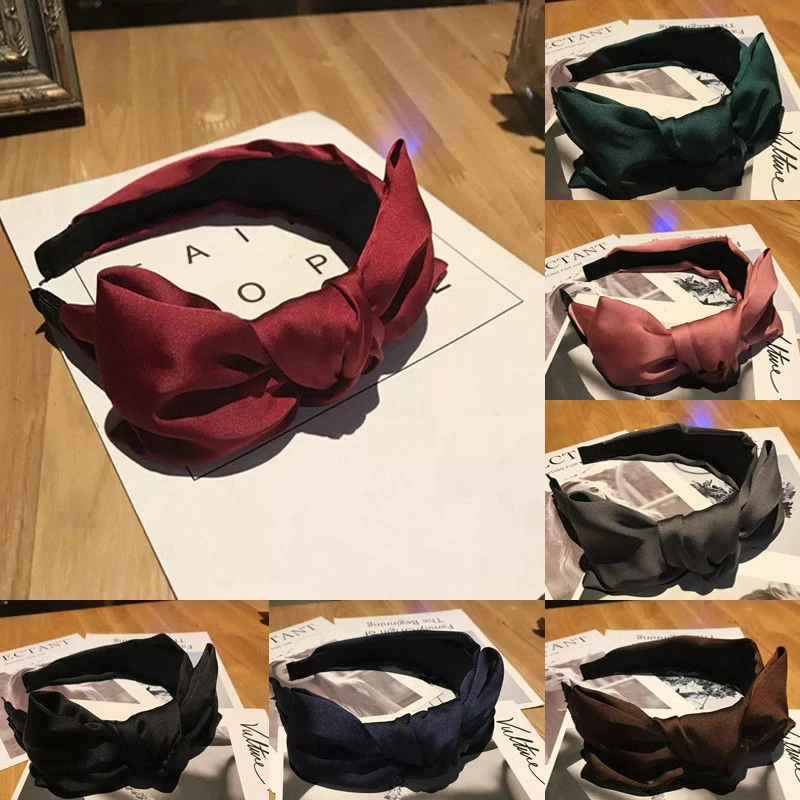 Womens Headband Twist Hairband Bow Knot Cross Tie Velvet Headwrap Hair Band Hoop