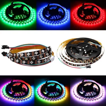 

CLAITE DC5V 1M 2M 12W 24W WS2812 IC SMD 5050 Module Bead Tilt 45 degree Non-waterproof RGB LED Strip Light