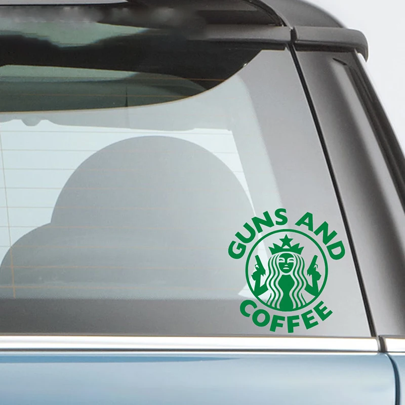 Guns and Coffee Car Window Decal Bumper Sticker Funny Parody Rear Window Car Sticker Guns and Coffee Car Window Decal Bumper Sticker Funny Parody Rear Window Car Sticker