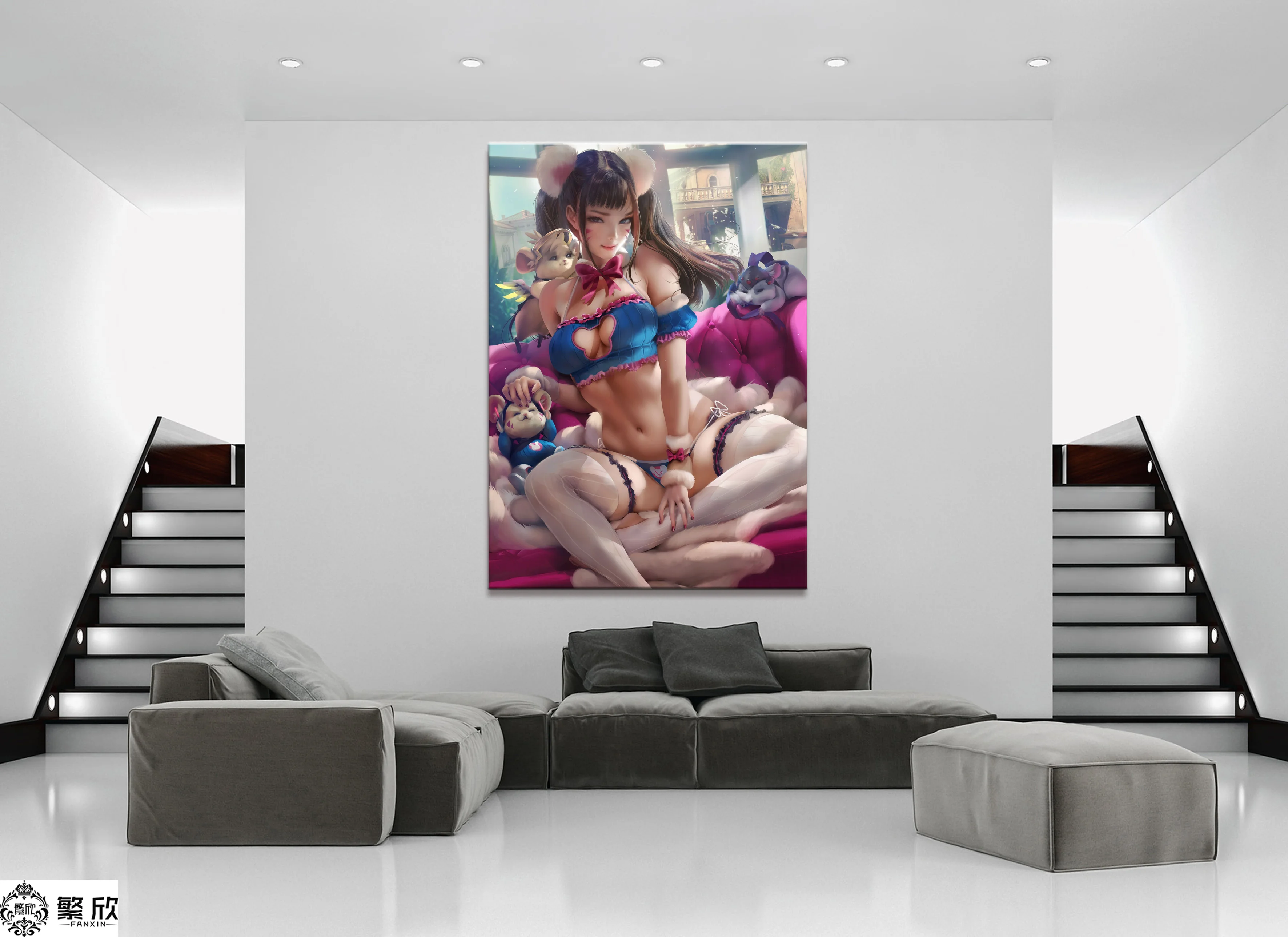 Домашний декор модульная Картина на холсте 1 шт. Сексуальная D. Va Overwatch игра живопись плакат настенная для дома Картина на холсте