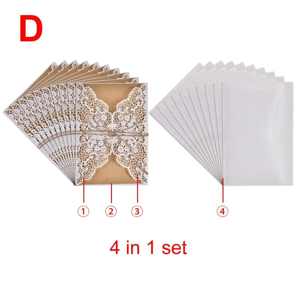  10Pcs Design Laser Cut White Elegant Pattern West Cowboy Style Vintage Wedding Invitations Card Bla - 33014031145