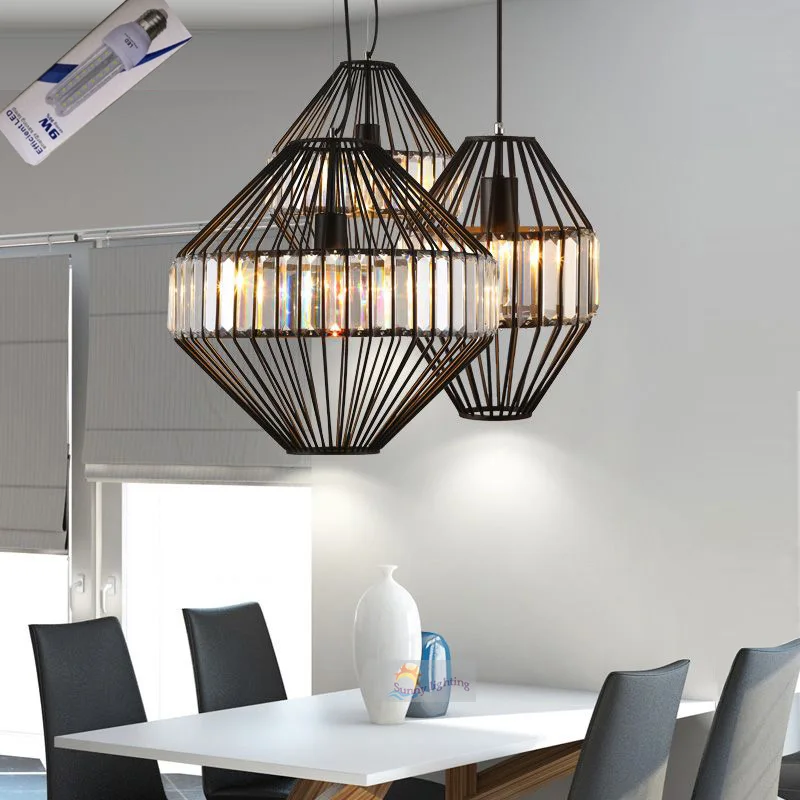 modern lounge pendant lights white Black iron restaurant kitchen light