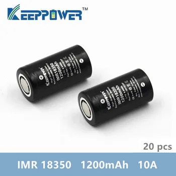 

20pcs Keeppower 10A discharge IMR18350 1200mAh UH1835P Li-ion rechargeable battery batteries 18350 drop shipping Original
