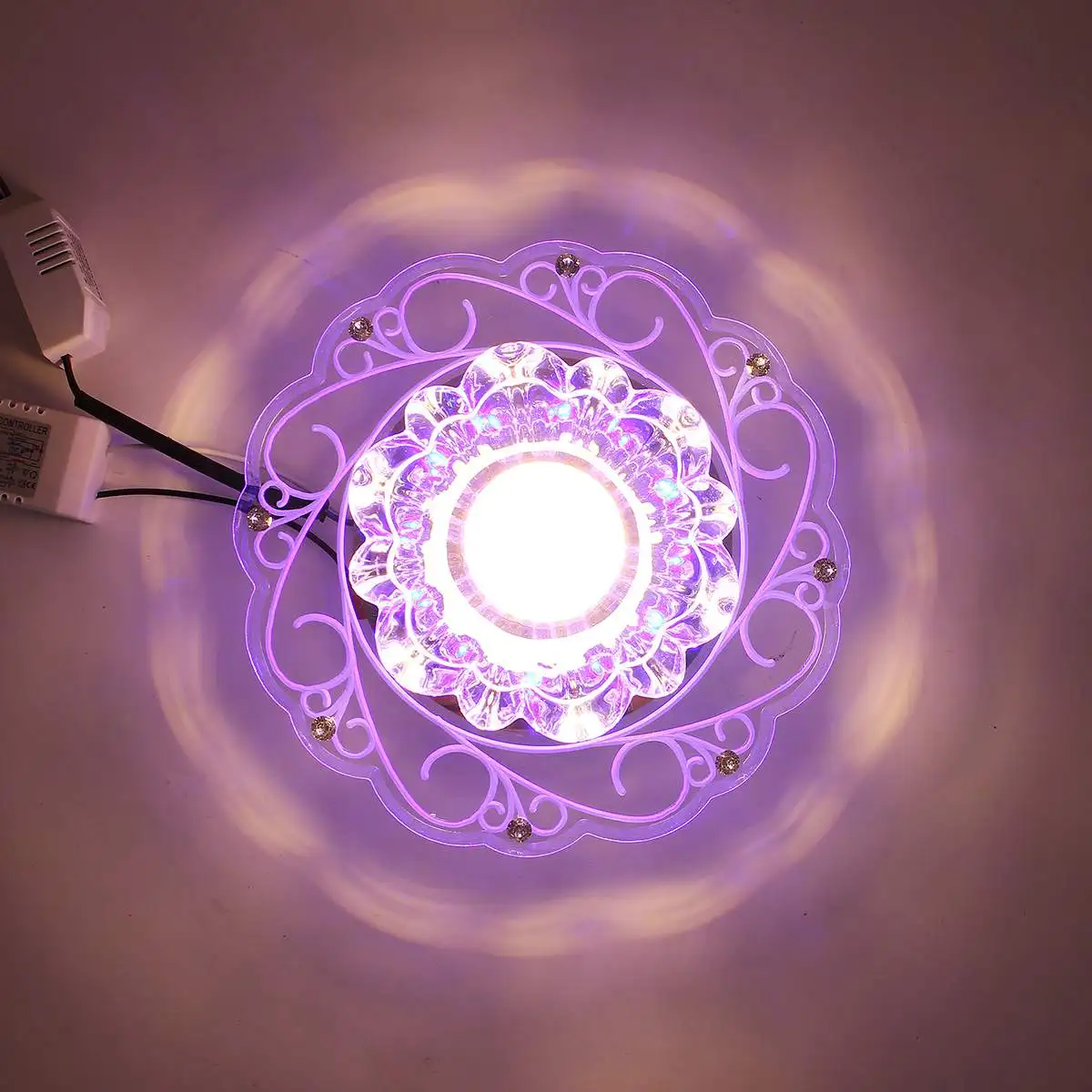

3W Round Flower Crystal Surface Mounted Art Ceiling Light Multicolor Living Room Corridor Aisle Lamp Home Lighting Decor