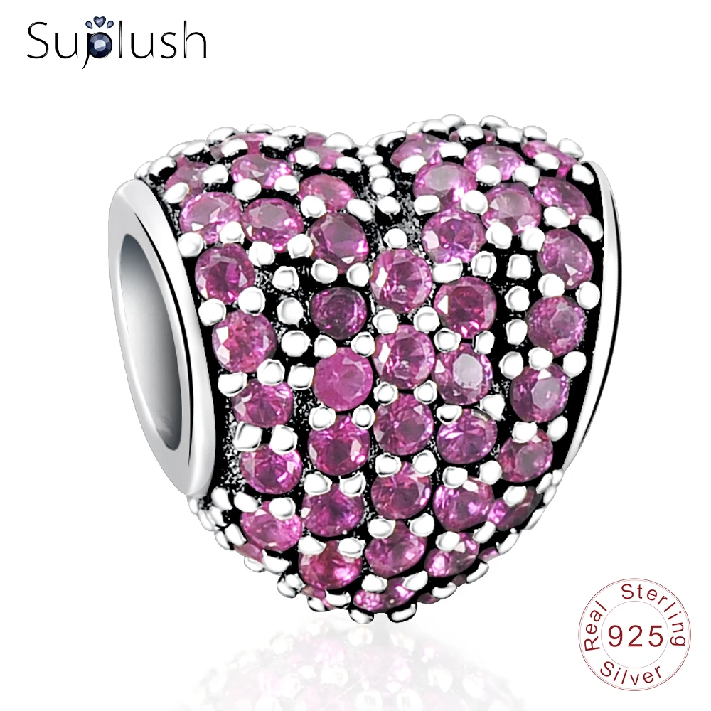 

Devolove 925 Sterling Silver Love Heart Charm Fit Pandora Brand Bracelet with AAA Zirconia Jewelry Gift Dropshipping