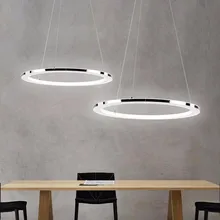 Современный светодиодный светильник для гостиной, столовой, подвесной светильник с кольцами, светящаяся Подвесная лампа с пультом дистанционного управления