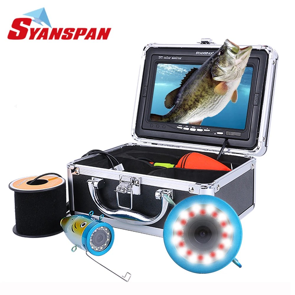 New!! Original Fish Finder 15/30/50M DVR 1000TVL Underwater Hunting Video Camera for fishing 7"Monitor 24 Controllable LEDs SYANSPAN