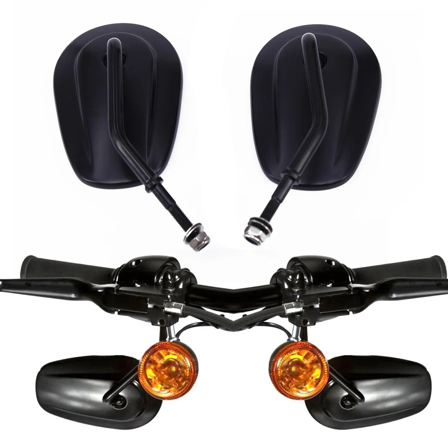 

2pcs Black Mini Motorcycle Mirrors Fit For Harley Dyna Softail Sportster Tourin