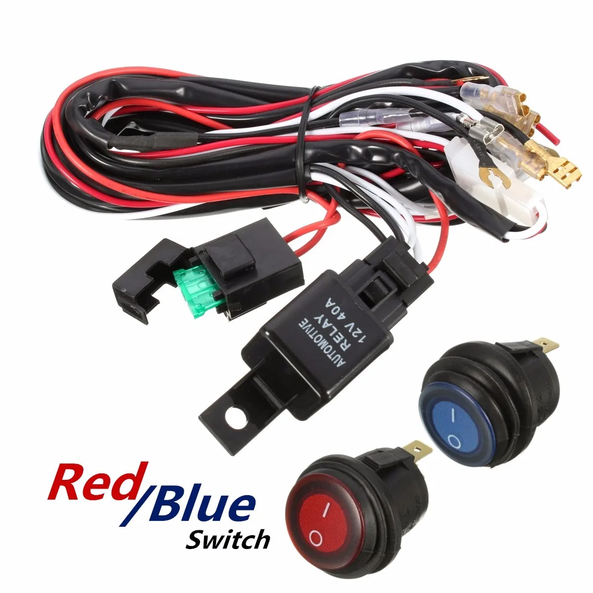 

40A LED Work Light Bar Wiring Harness Kit Fuse Relay Switch For Jeep Off Road