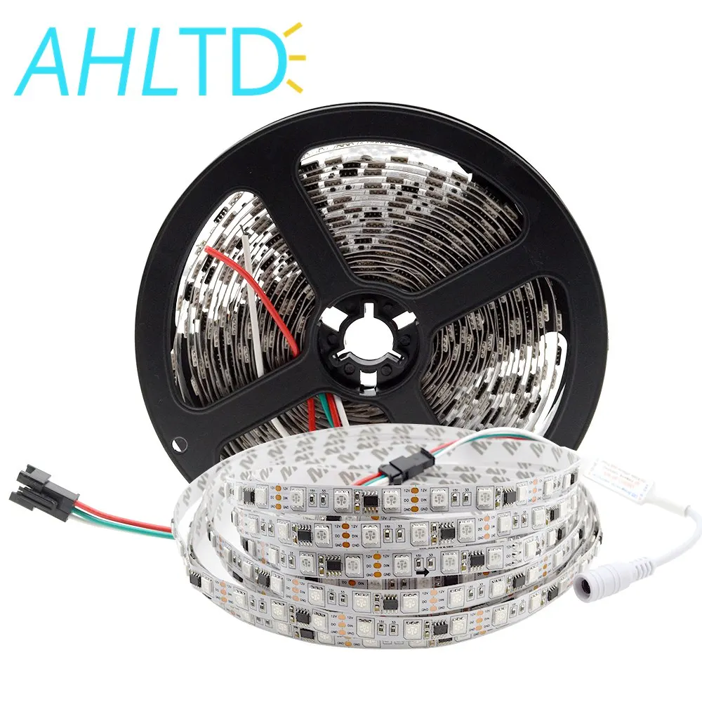 

5m/roll DC 12V SMD5050 RGB Led Tape Addressable Flexible Digital Ribbon 60led/m 30led/m External IC WS2811 Led Pixel Strip Light