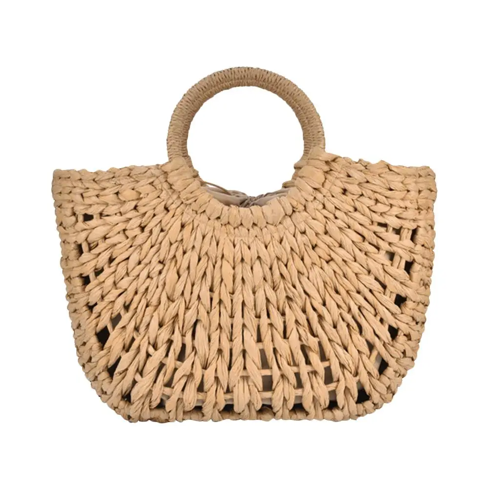 

Hand Straw Woven Tote Bag Retro Style Totes Summer Beach Bags Hollow Corn Skin Large Handbag For Women Female Girl Handbags Tote