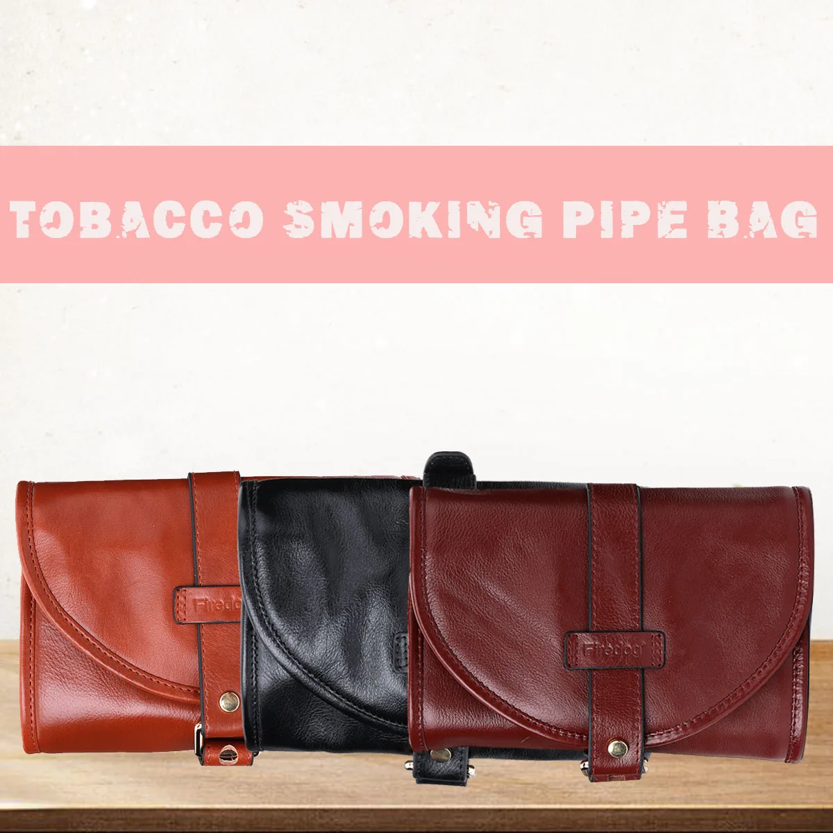 

FIREDOG Vintage Style Leather Tobacco Smoking Pipe Pouch Well Stitched and durable Handheld Storage Bag For 2 Pipes Tobacco