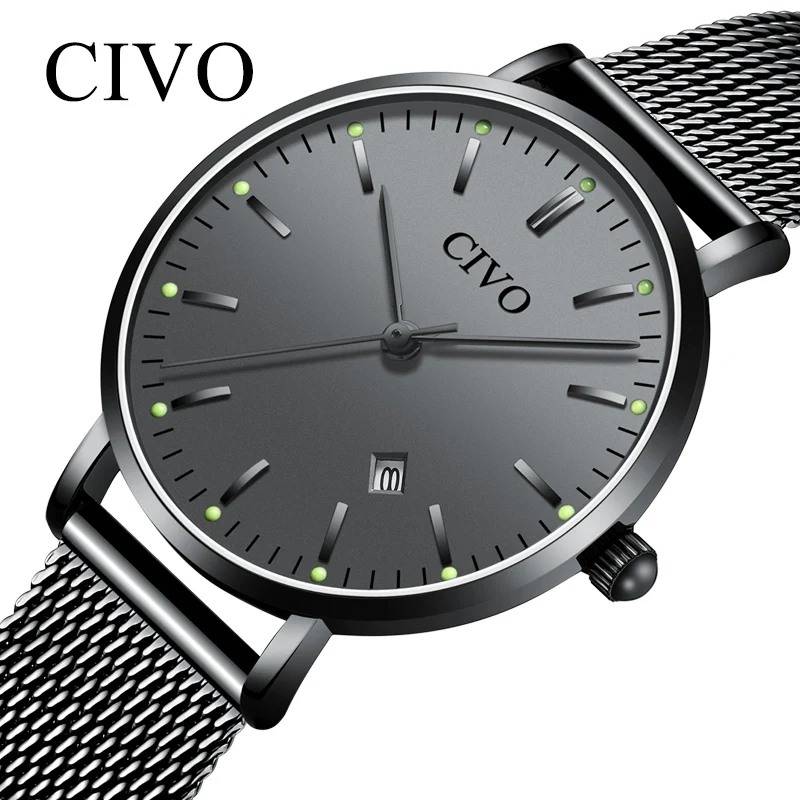 

CIVO Luxury Diamond Watches Womens Fashion Waterproof Luminous Hand Quartz Watches Slim Steel Mesh Women Men Clock Relojes Mujer
