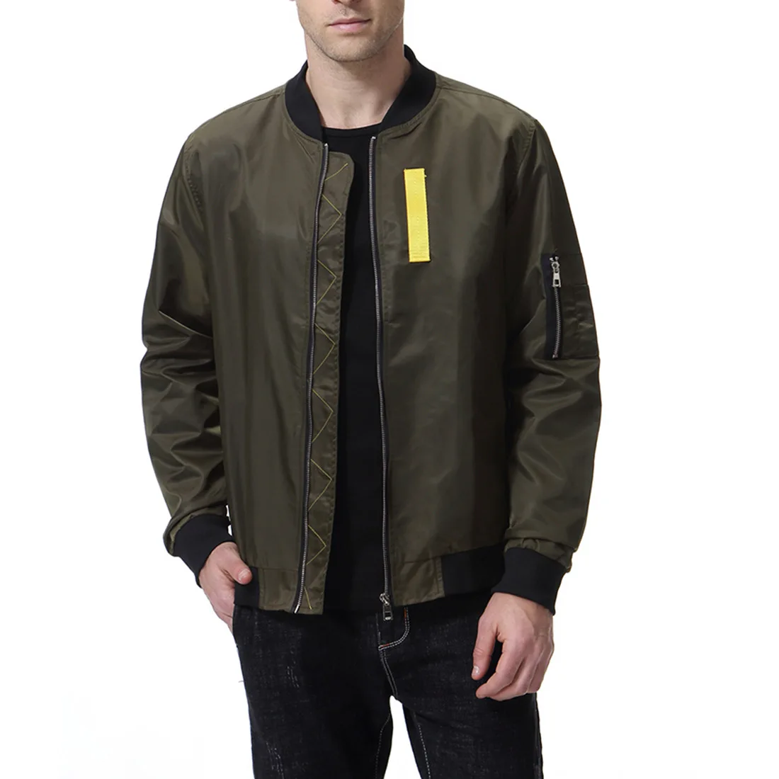 2019 New Autumn New Large Size Men's Collar Collar Color Ribbon Flying Suit Jacket Jacket Men's Baseball Uniform XY987