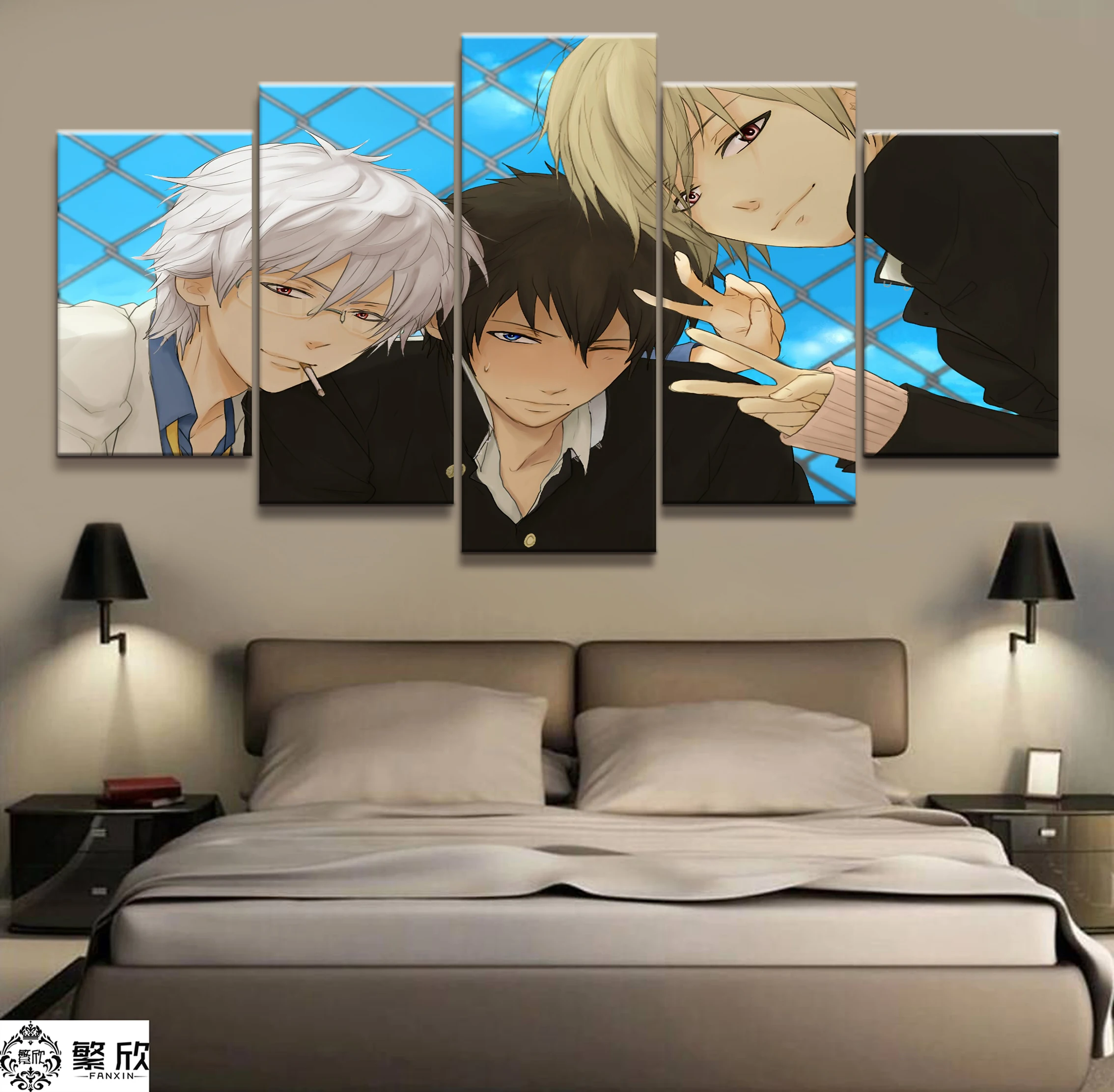 

Home Decor Modular Canvas Painting Picture 5 Piece GINTAMA Sakata Gintoki Animation Poster Wall For Home Canvas Wholesale