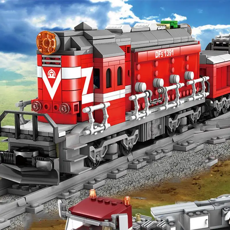 

DIY Assembled Building Blocks Electric Rail Train Diesel Locomotive Train Station Tracks Set Kits Building Blocks Children Toys