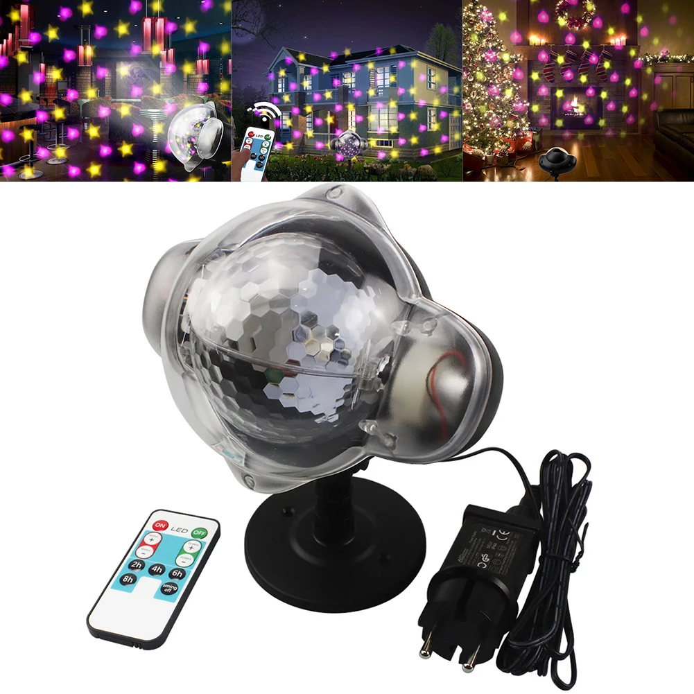 

Led Light Projector Christmas Remote Control Waterproof Indoor Outdoor Fairy Lights Multicolor Star Love Heart