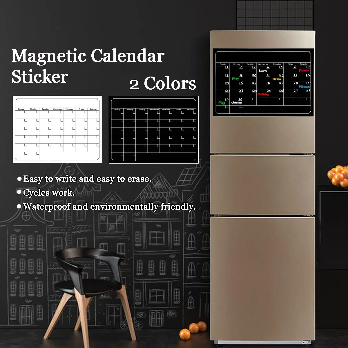 

Essential Office Weekly Planner Board Blackboard Month Magnetic Calendar Chalkboard Wall Sticker Kids Study Room Decor