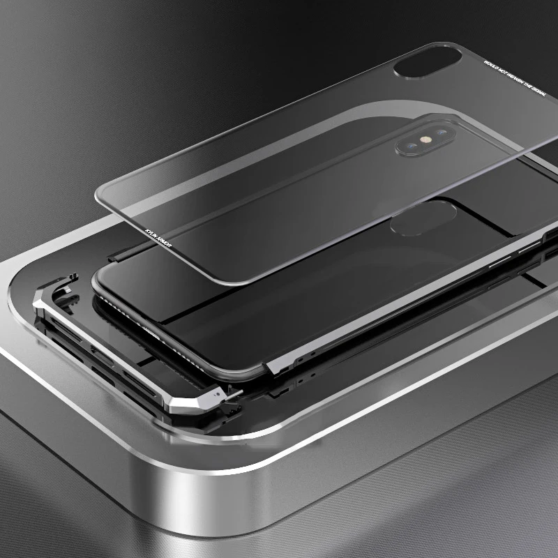 Clear Phone Case For iphone X XR XS Max Luxury Metal Bumper+Tempered Glass Back Case Cover Coque Capa For iPhone 7 8 plus Fundas Clear Phone Case For iphone X XR XS Max Luxury Metal Bumper+Tempered Glass Back Case Cover Coque Capa For iPhone 7 8 plus Fundas