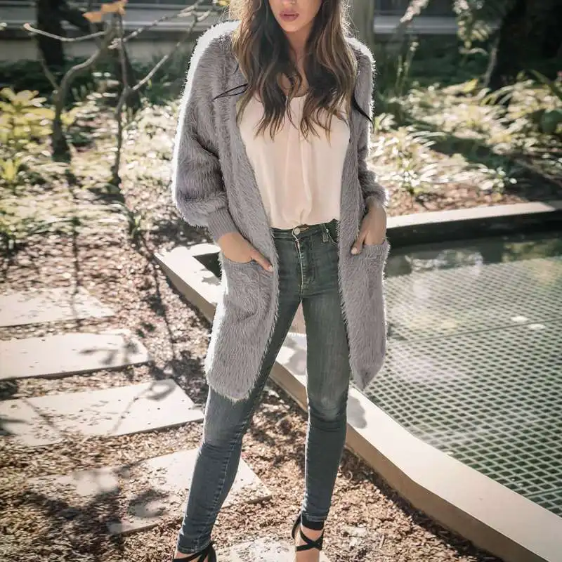 Winter Warm Long Sweater Cardigan 2019 Women Fuzzy Soft