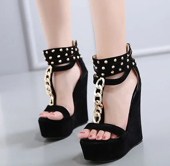 

2019 New Gladiator Women Sandals High Heels Fashion Sandals Chain Platform Wedges shoes For Women