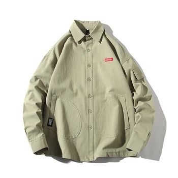 

Spring New Shirt Men Fashion Retro Casual Shirt Man Streetwear Trend Wild Loose Tooling Wind Long Sleeve Shirt Male Clothes