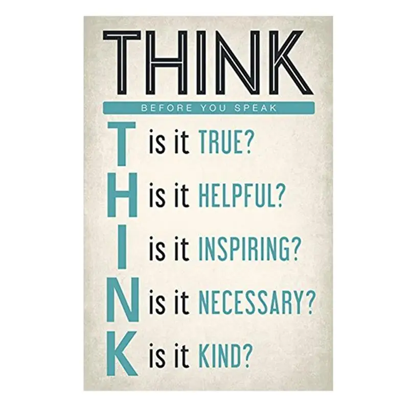 

30*45cm Think Before You Speak Letters Motivational Silk Poster Inspirational Quote Wall Art for Classroom & Office Decorations