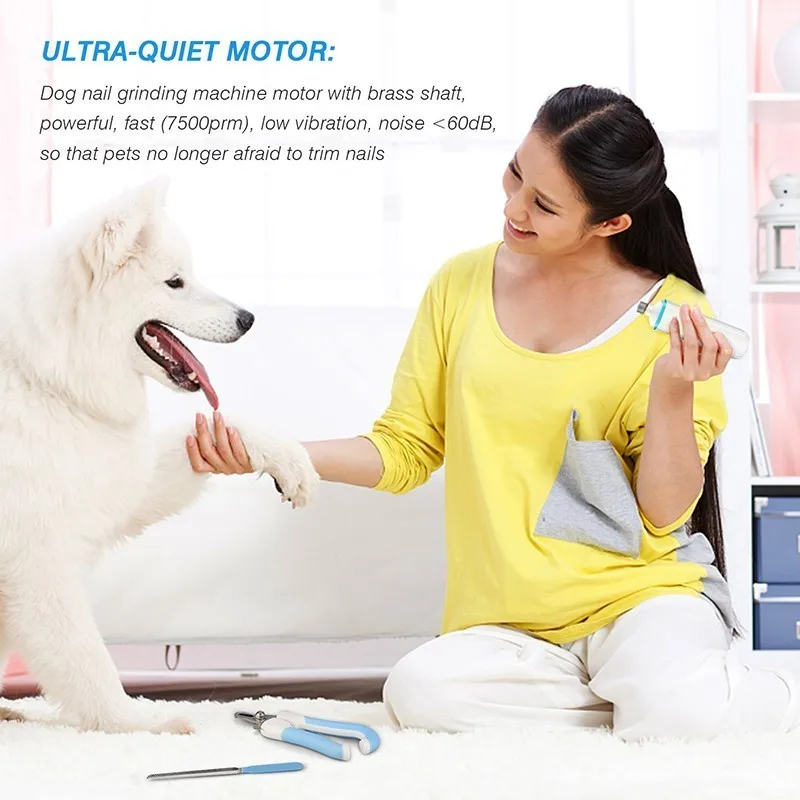Benepaw Ultra-quiet Electric Pet Dog Nail Grinder Set Safe Dog Nail Clippers Cutter File Grooming Pedicure USB Rechargeable