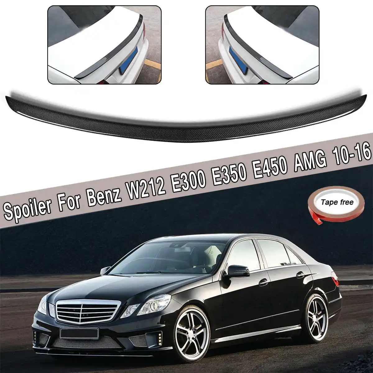 

Real Carbon Fiber Material Rear Trunk Spoiler Wing Trunk Lip For Mercedes-Benz W212 E300 E350 E400 for AMG 2010-2016